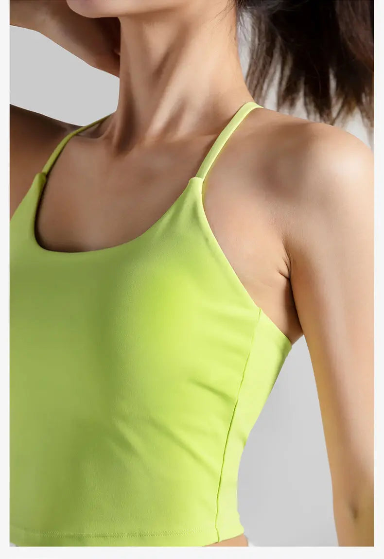 Criss-Cross Back Padded Soft Workout Tank Tops