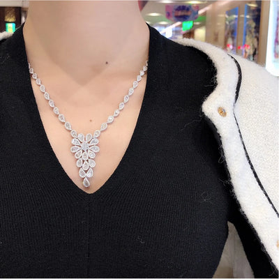 Natural Diamonds Luxury Big Necklace Earring