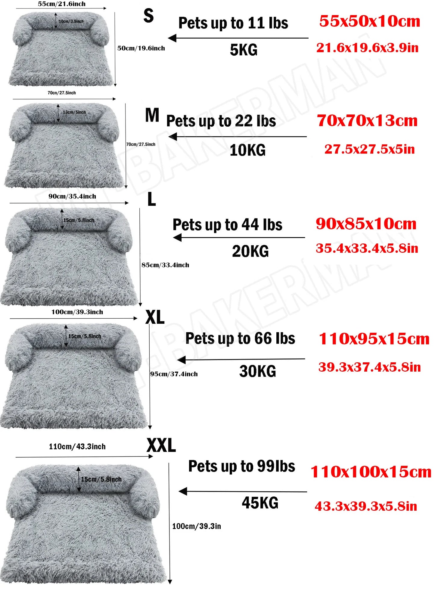 Comfortabel Hondenbed - Pluche Sofa Bescherming voor Huisdieren, Hondenbank Kussen met Zachte Neksteun, Machine Wasbaar, Grijs.