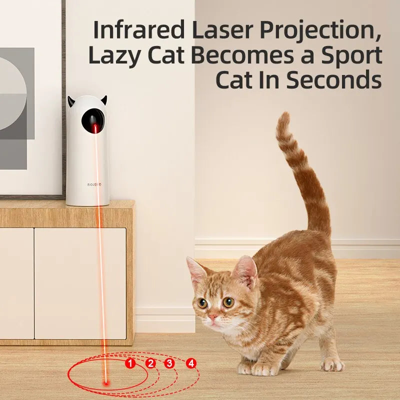 ROJECO Automatische Kattenspeeltjes: Interactief, Slim Teaserspel met LED Laser, Ideaal voor Binnen.