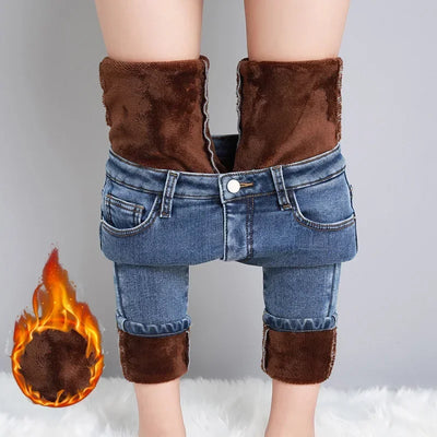 Fashion Thermal Slim Fit Velvet Plush Jeans