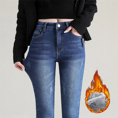 Fashion Thermal Slim Fit Velvet Plush Jeans