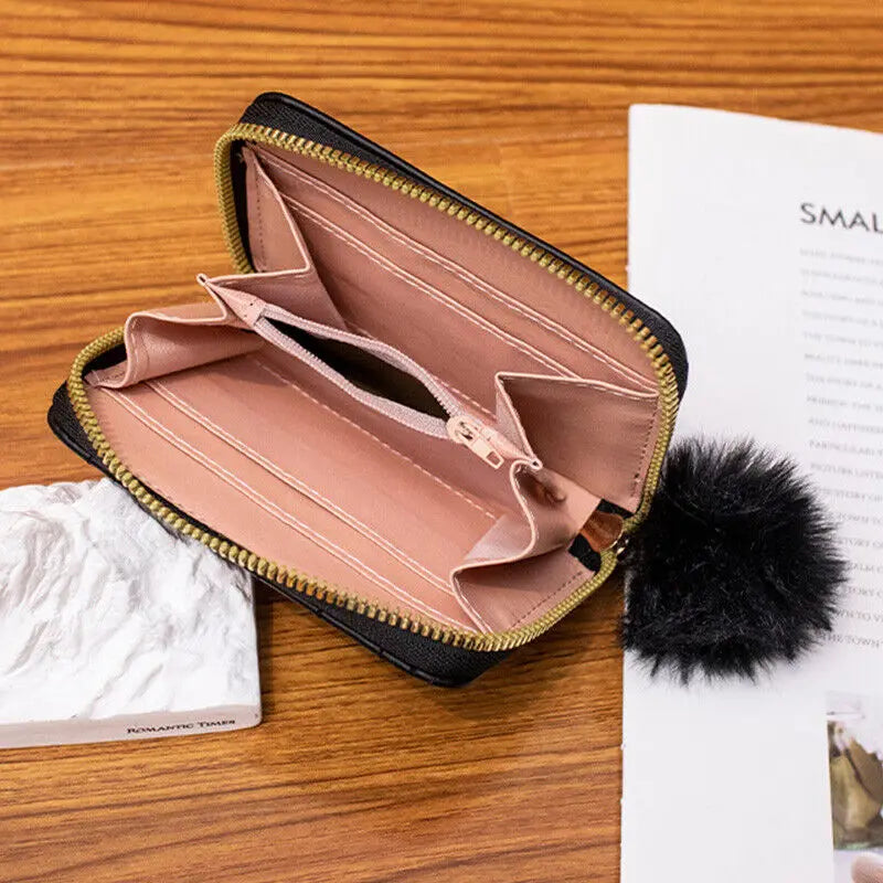 Mini Short Wallet Women'S Leather Credit Card Organizer