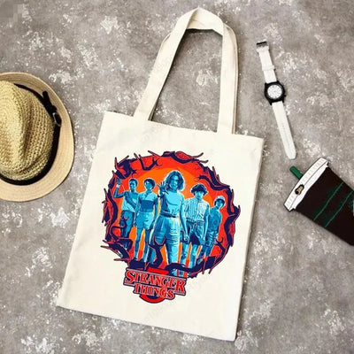 Stranger Thing Cartoon Canvas Women Tote Bags