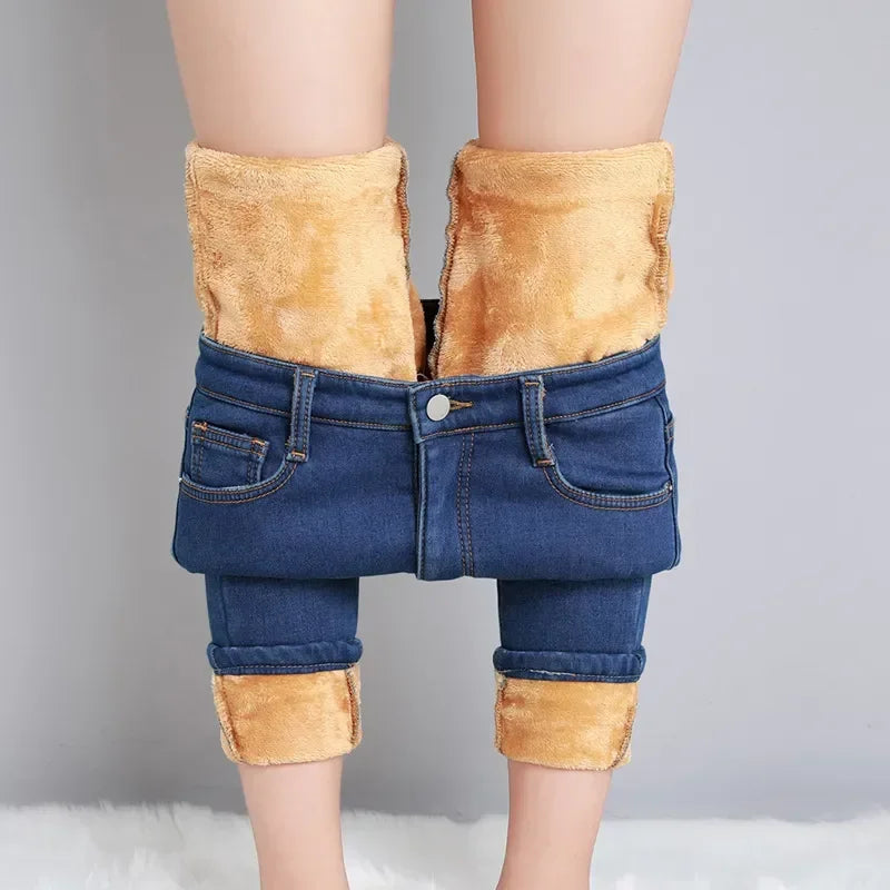 Fashion Thermal Slim Fit Velvet Plush Jeans