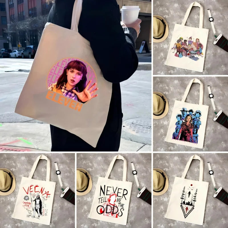 Stranger Thing Cartoon Canvas Women Tote Bags