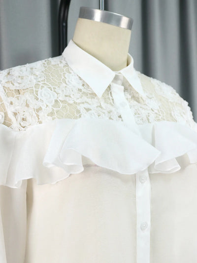 Half See Through Button Up Vintage Spring Tops