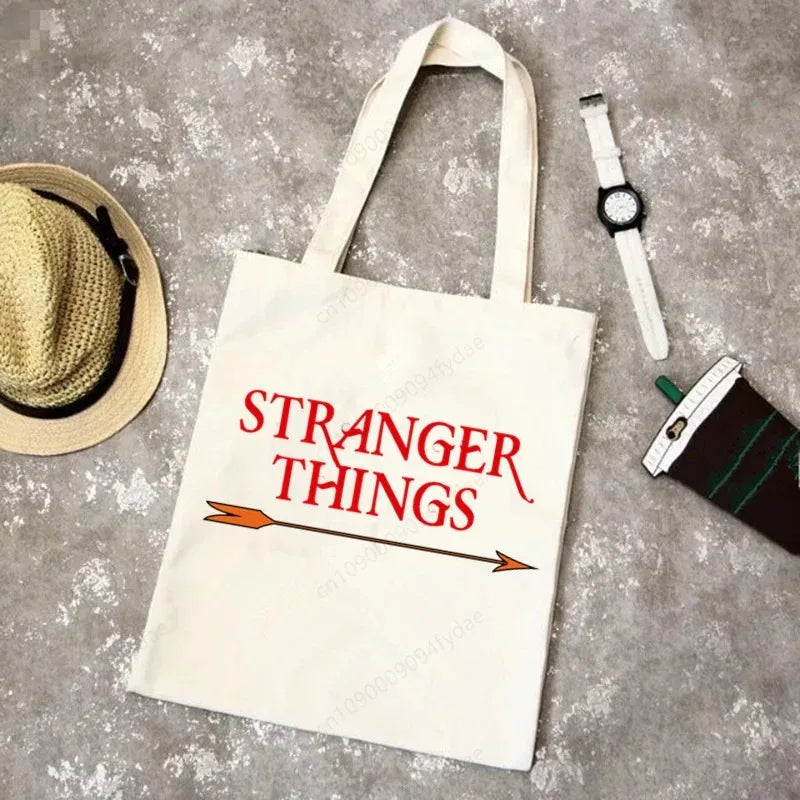 Stranger Thing Cartoon Canvas Women Tote Bags