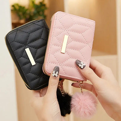 Mini Short Wallet Women'S Leather Credit Card Organizer