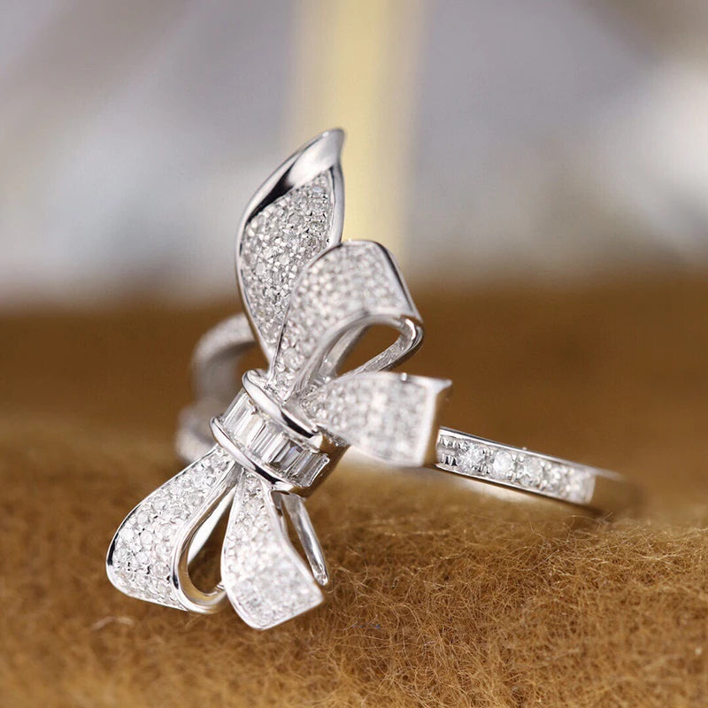 Diamond 0.35ct Bowknot Ring Gifted For Woman